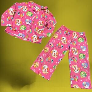 2 Piece Shopkins PJ Size 4 Character Warm Pajamas Fleece Cozy All Over Print PJs